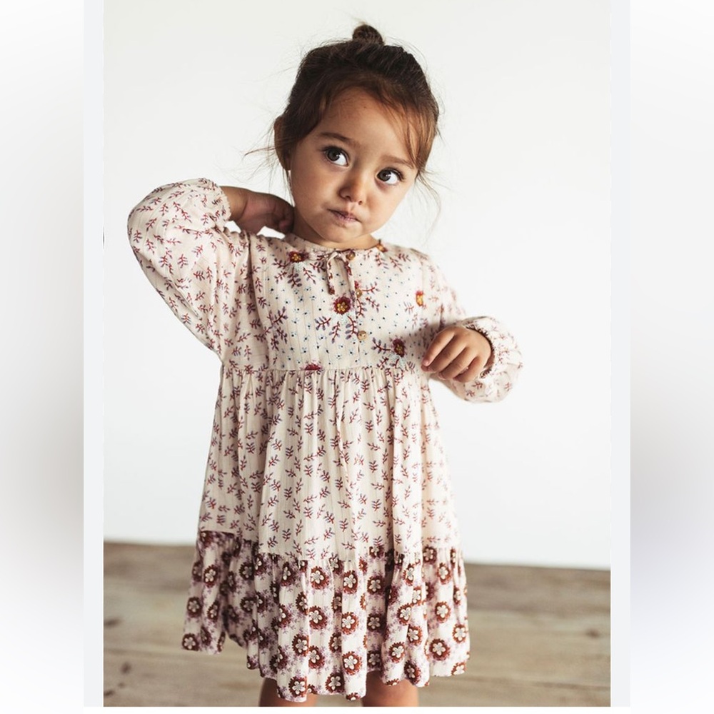 Zara Boho Floral Long Sleeve Dress